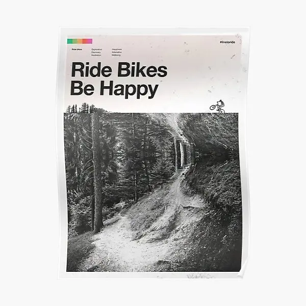 

Ride Bikes Be Happy Poster Decoration Picture Decor Modern Print Funny Vintage Room Home Art Painting Mural Wall No Frame