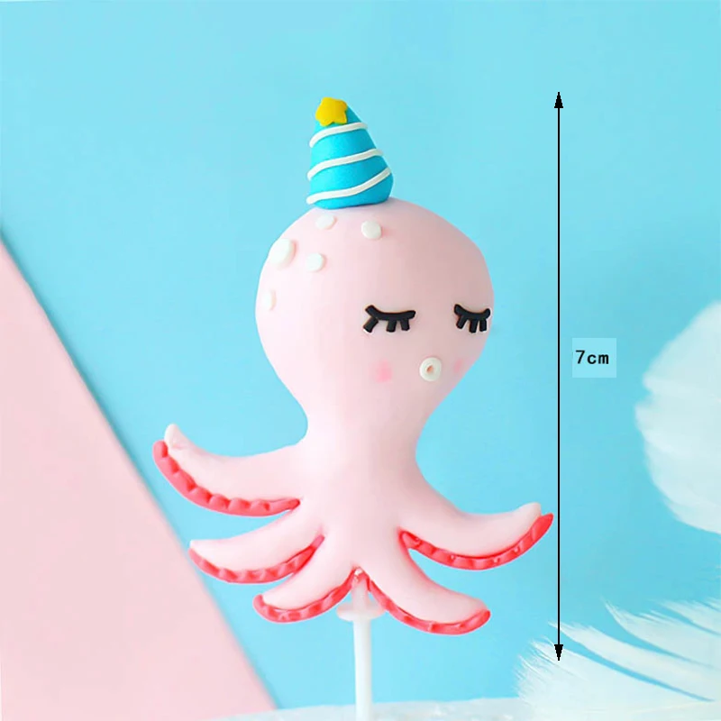 Cute Sea Animals Cake Toppers Marine Creature Decor Fish Mermaid Cake Decorations Ocean Themed Birthday Party Boy Baby Shower images - 6