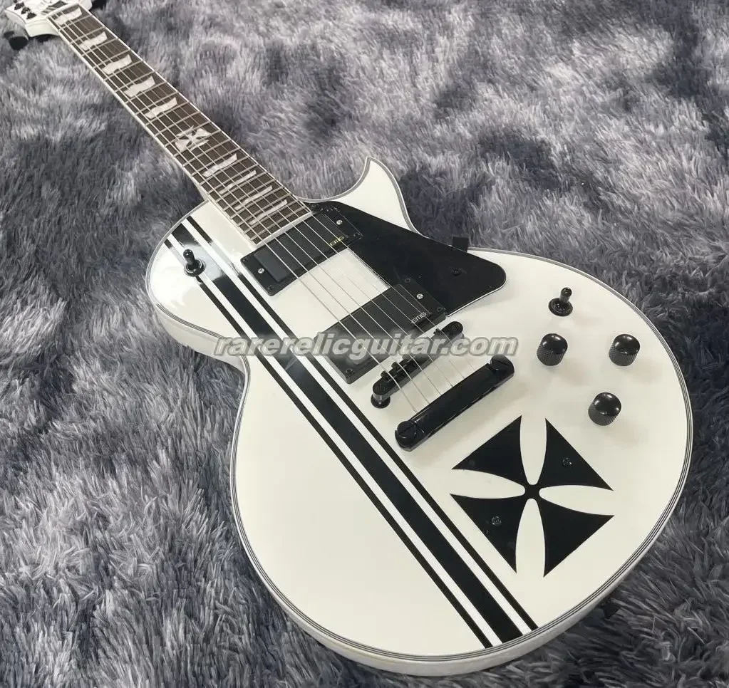 Распродажа Iron Cross Hetfield Белая электрогитара Активные китайские звукосниматели EMG