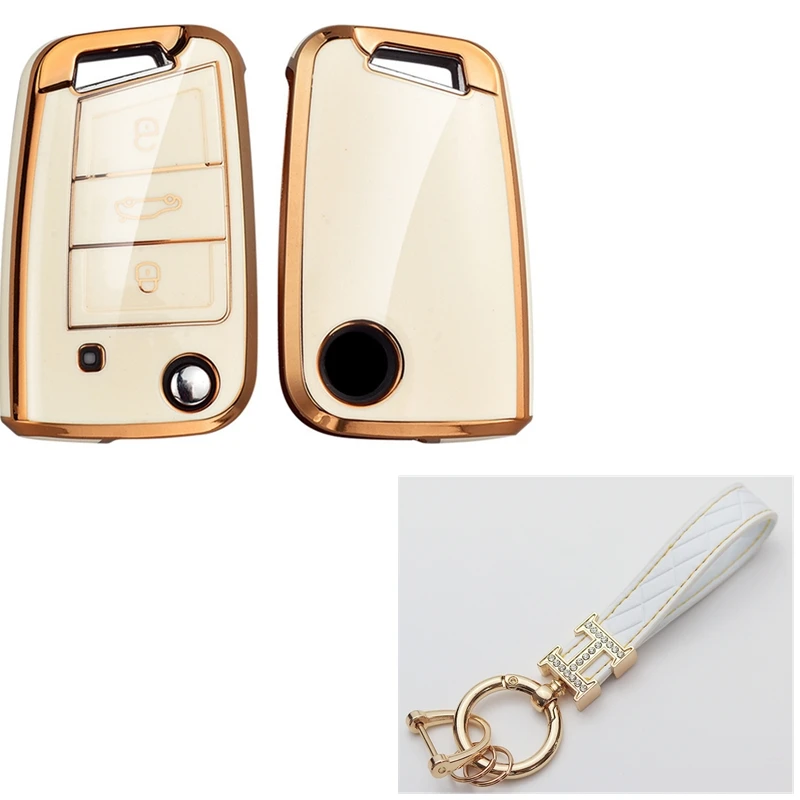 

TPU Car Remote Key Case Cover Shell For VW Volkswagen Golf 7 MK7 Tiguan MK2 For SEAT Ateca Leon FR 2 Ibiza For Skoda Octavia A7