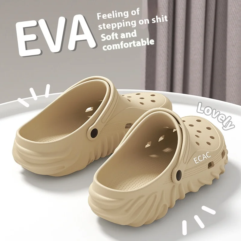 Фото Новинка 2023 года, женская летняя уличная одежда Crocs, нескользящая толстая мягкая подошва, дышащая пляжная обувь из ЭВА, двойная пляжная обувь с головой Бао №2