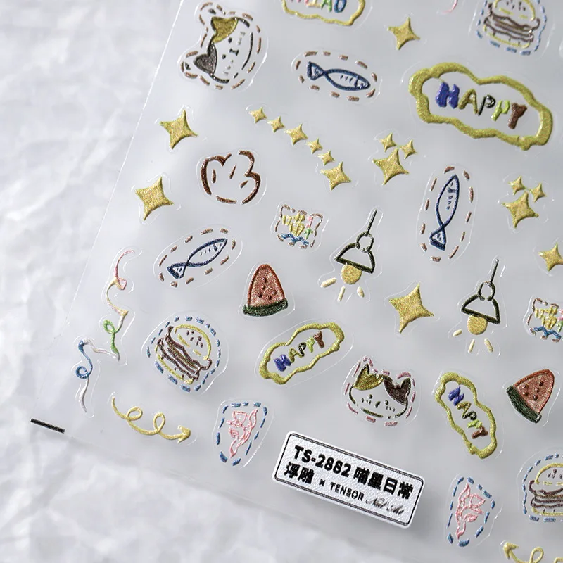 Милый Кот динозавр ручной работы мультфильм Граффити 5D рельефные самоклеящиеся