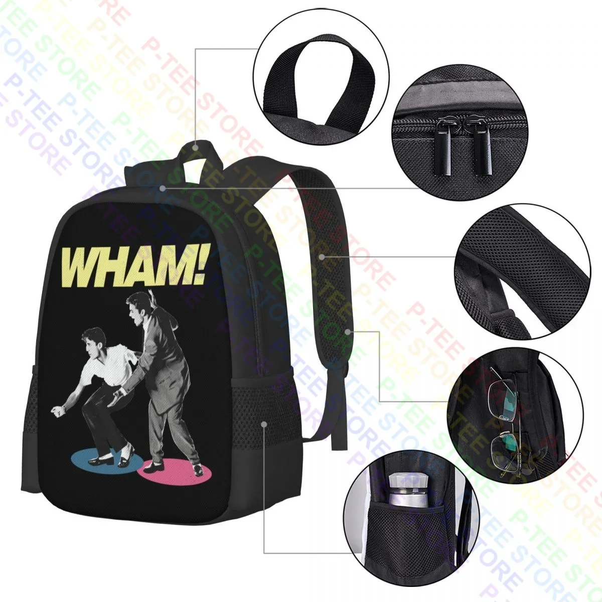 Wham George Michael Jitterbug Dance Pop Music Ridgeley Tour MerchРюкзак Большая вместительная тренировочная