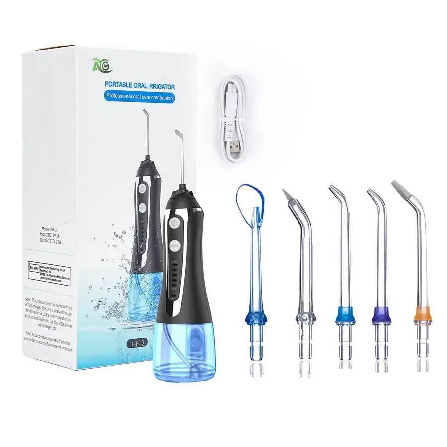 

AG portable oral irrigator usb rechargeable water flosser Dental Water Jet 300ML 5 Modes Water Tank Waterproof Teeth Cleaner