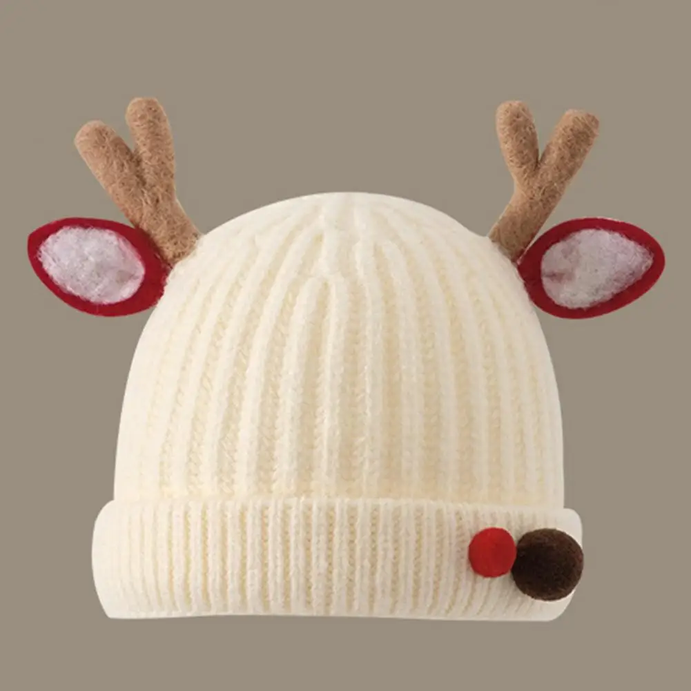 

Plush Balls Ears Decor Fleece Lining Solid Color Ear Protection Baby Beanie Winter Infant Cartoon Shape Bucket Hat Scarf Cap