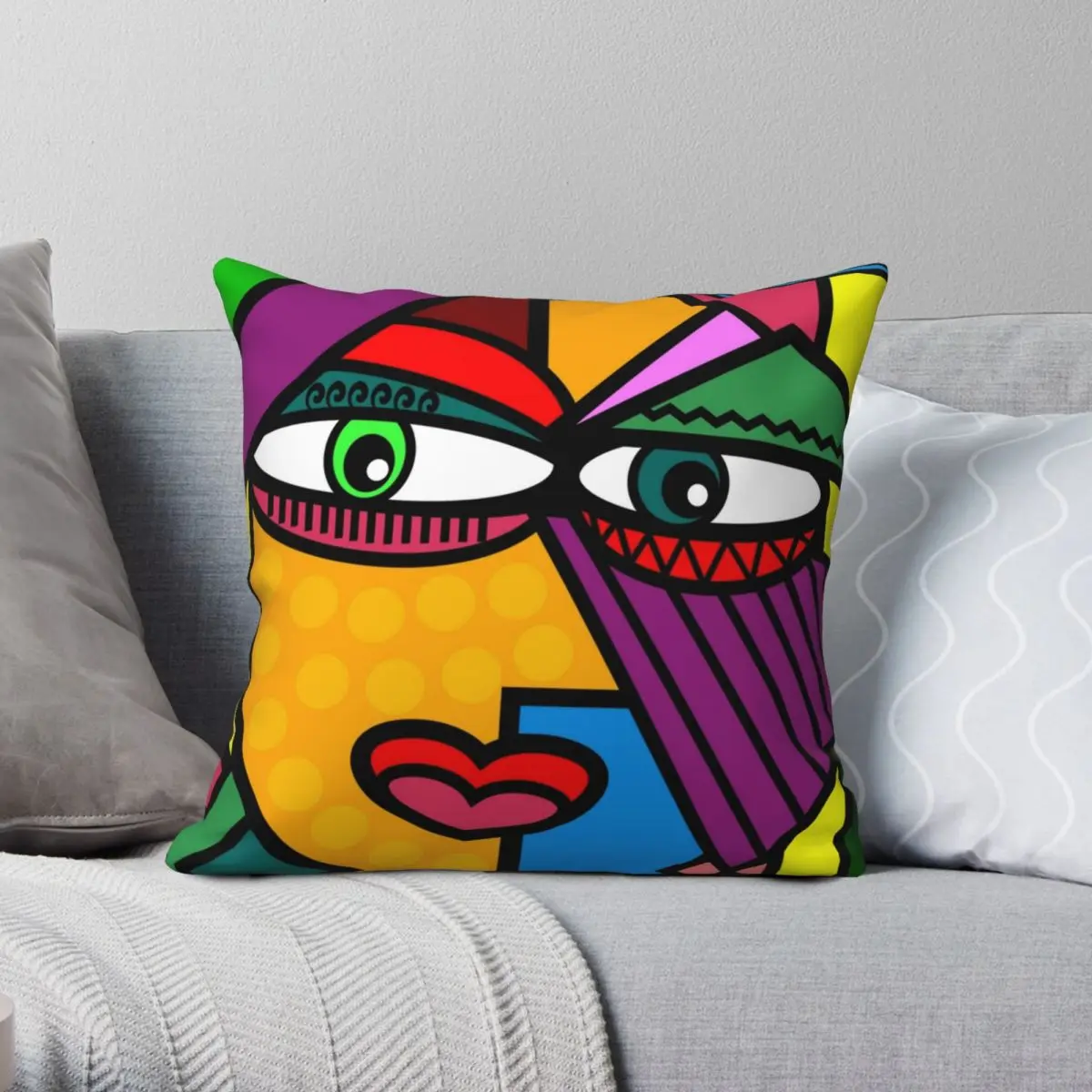 

Funky Lady Style Square Pillowcase Polyester Linen Velvet Creative Zip Decorative Pillow Case Home Cushion Cover