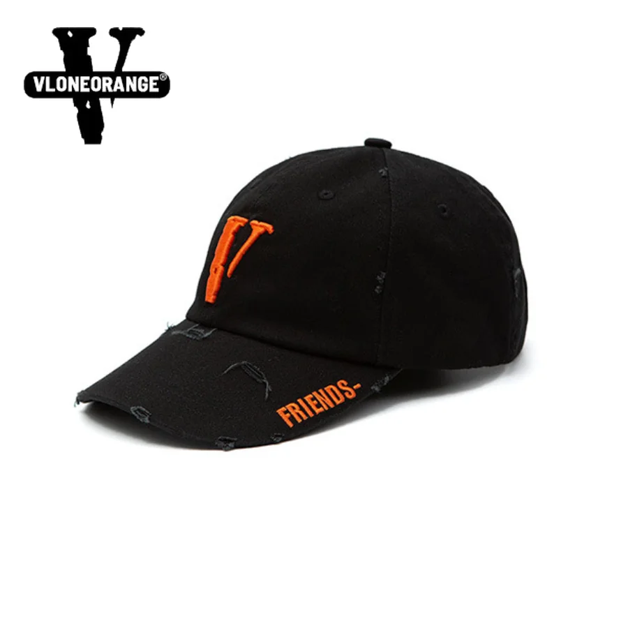 

Vlone Orange Hat Men's Fashionable Peaked Cap Ins Fashion Brand Trend Baseball Cap Summer Sun Protection Men's Sun Hat