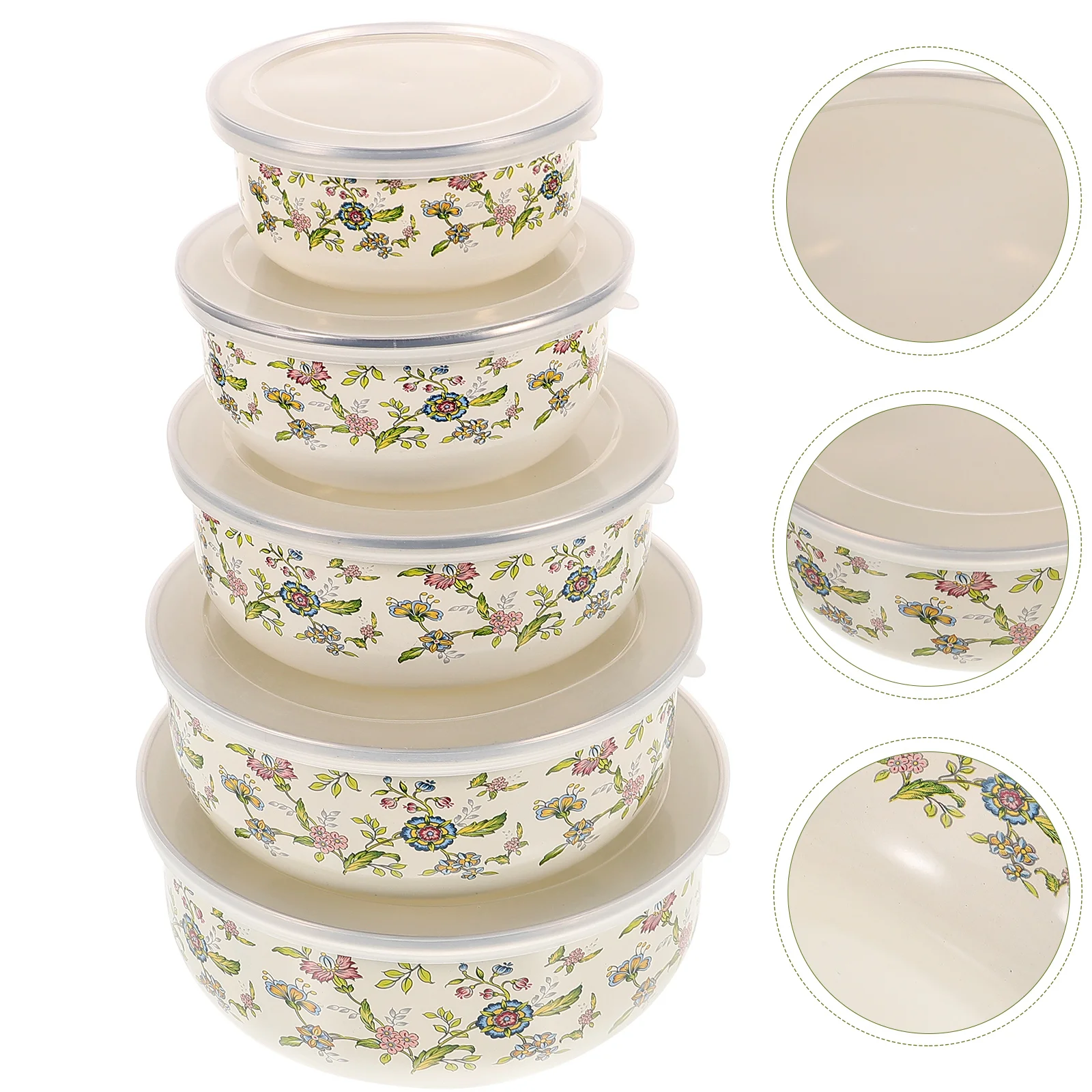 

Salad Bowls Lunch Large Lid Enamel Mixing Kitchen Lids Container Serving Food Storage Soup