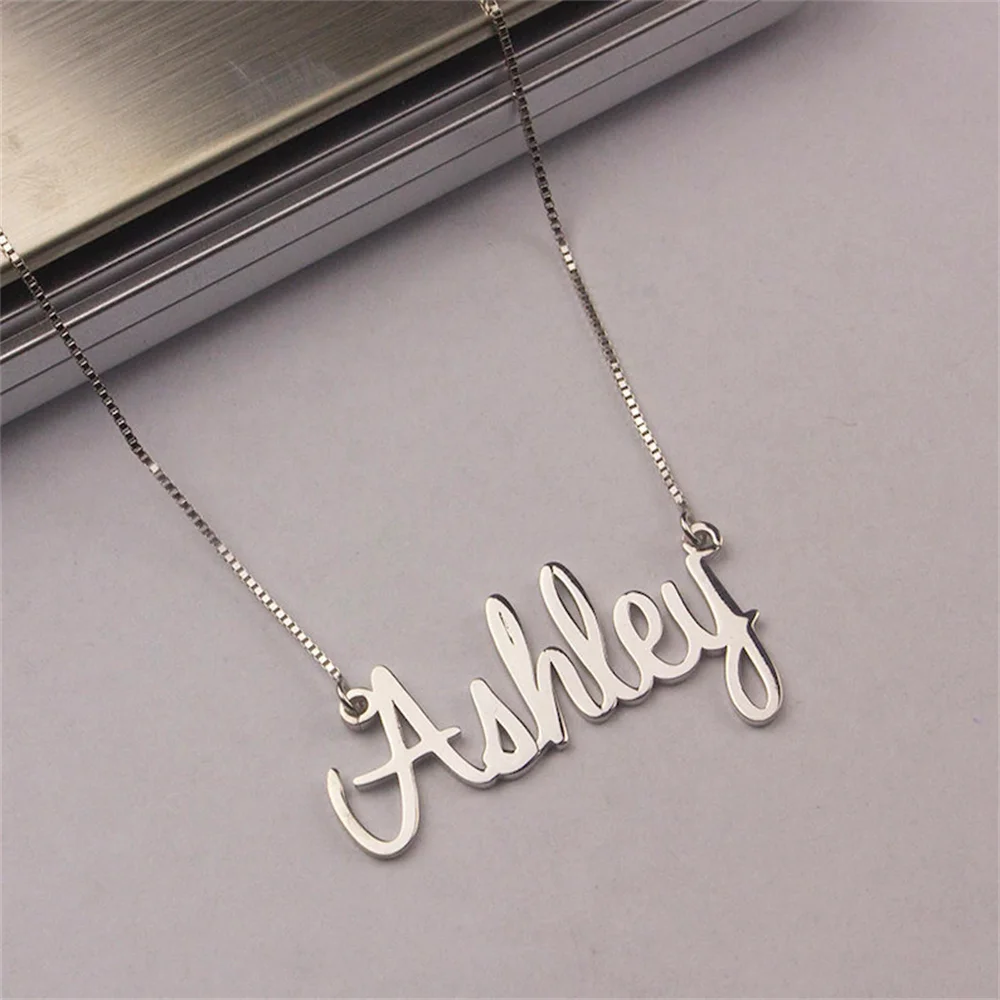 Personalized Name Necklace Stainless Steel Custom Jewelry Handmade Nameplate Pendant Box Chains Choker Women Men Christmas Gifts