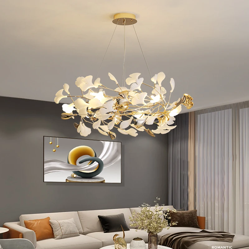 

Современные светодиодный ные люстры, лампа для гостиной, столовой, украшение Ginkgo, люстра для спальни, подвесные светильники Luminairea