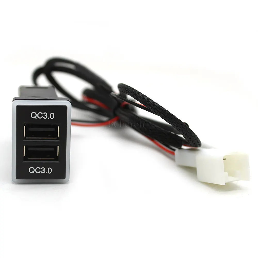 

Автомобильное зарядное устройство с двумя разъемами QC3.0 и USB для Toyota Camry Corolla Yaris Rav4 Reiz Cruiser