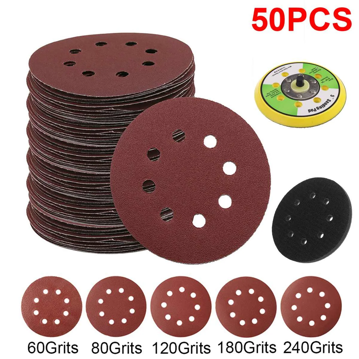 

Набор из 52 шлифовальных дисков, 5 дюймов, 125 мм