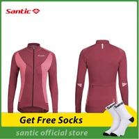 santic new women cycling jacket riding clothes fleece long sleeve road bike equipment warm bicycle cycling jersey 6 14 degree