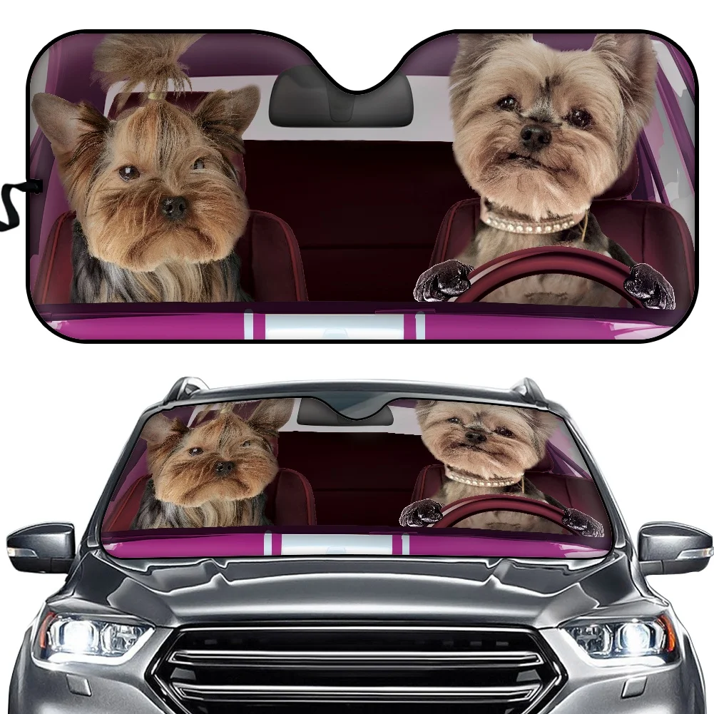 

Car Front Window Sun Visors Westie/Dog In Driving Car Windshield Sunshade Cars Window Windscreen Cover Sun Shade Auto Sun Visor