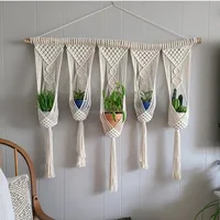 Hanging Basket Tapestry Tarot Macrame Wall Home Decor Aesthetic Weaving Tapestries Funny Coverings Decorative Fireplace Net Bag