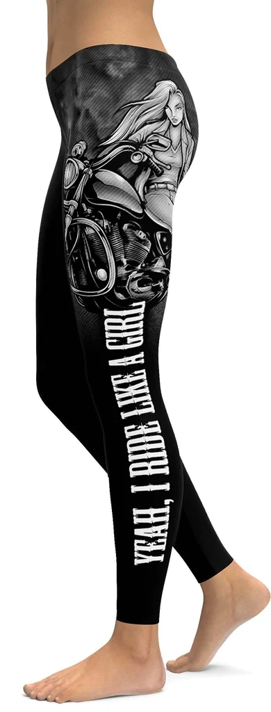 

Hot Women Yoga Leggings Yeah, I ride like a girl 3D Print Cosplay Fitness Bodybuilding Female Fashion Sexy Pencil Pants Hip Hop
