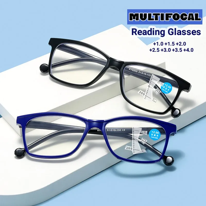 

Retro Ultralight Multifocal Reading Glasses Stylish Blue Light Blocking Presbyopia Eyewear Men Women Vintage Near Far Eyeglasses