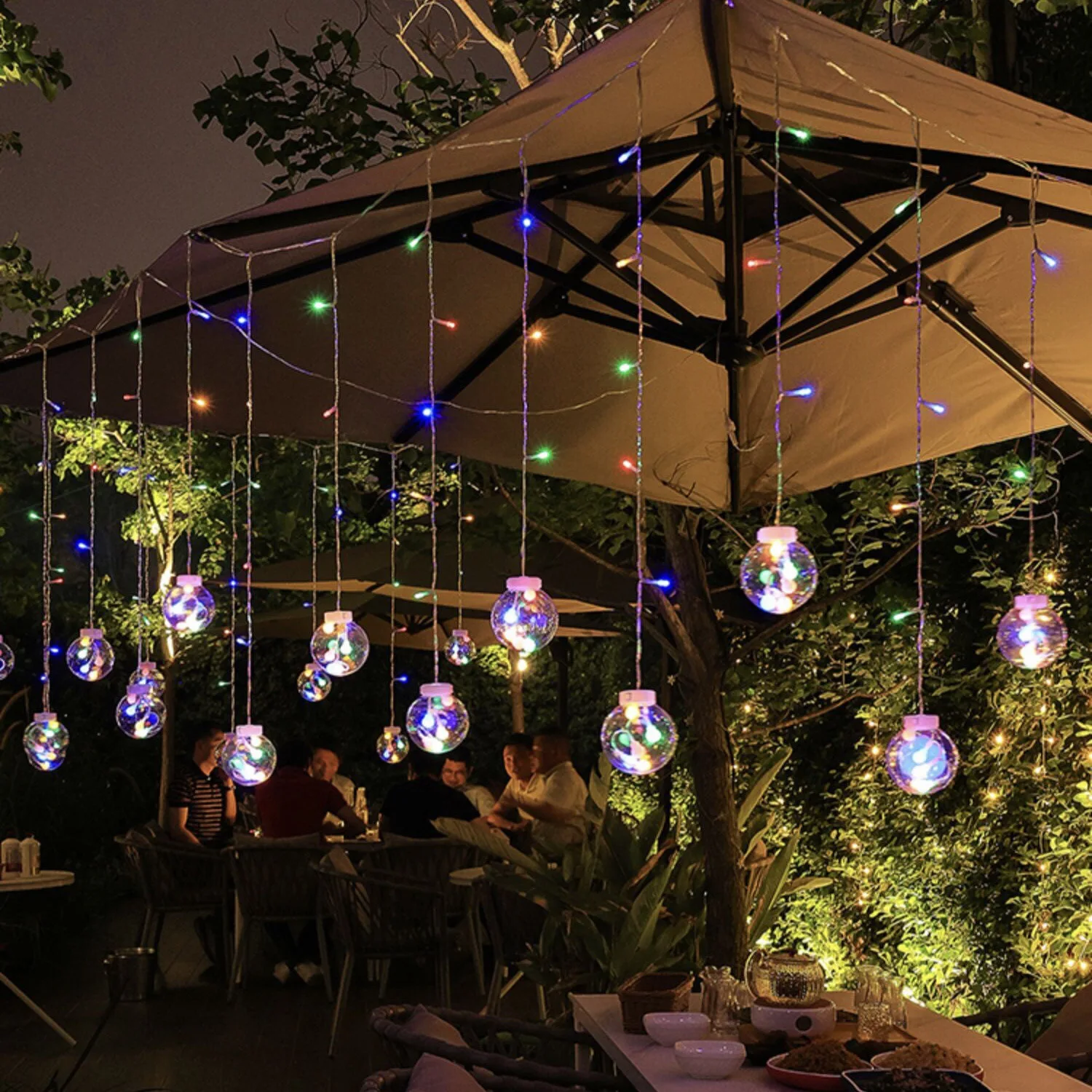 

Праздничные уличные садовые гирлянды, рождественские шары, Луна, звезда, светодиодные занавески, гирлянда, Сказочная гирлянда для свадьбы, ...