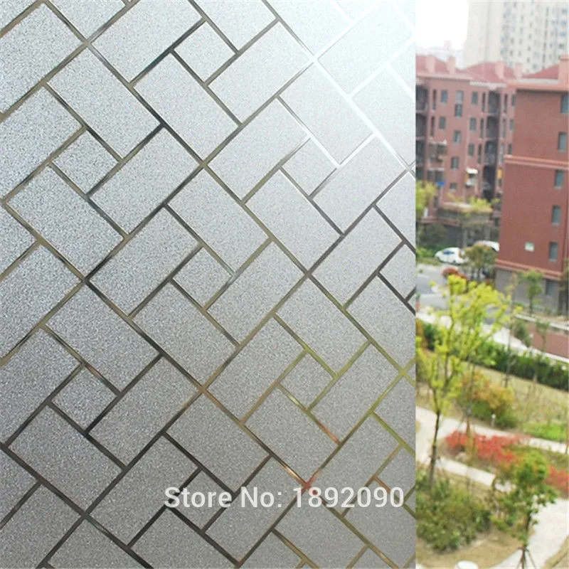 

45*200cm/lot Privacy Decorative Window Film Embossing 2D Lattice Static Cling Window Stickers Living Room Office