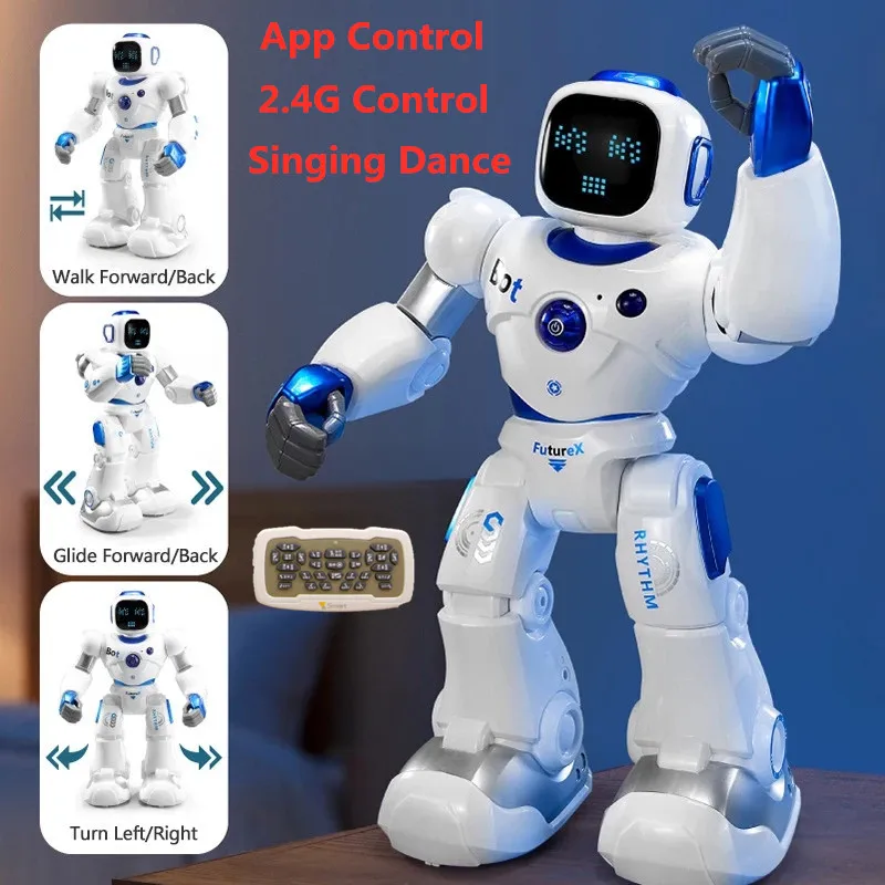 2.4G Remote Control Smart Robot With Recording Can Music Dance Program Touch Control App Control Robots For Kids Gift RC Toy RTR