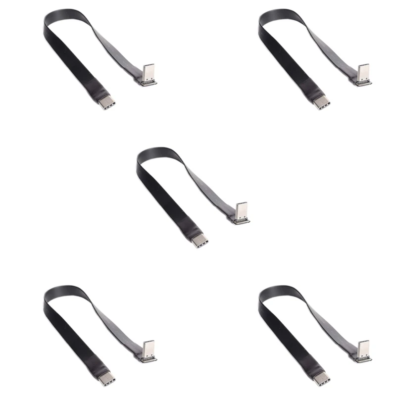 

5X USB 3.1 Type C To Type C Extension Cable 90 Degree Adapter FPC FPV Ribbon Flat USB C Cable 3A 10Gbps,30Cm