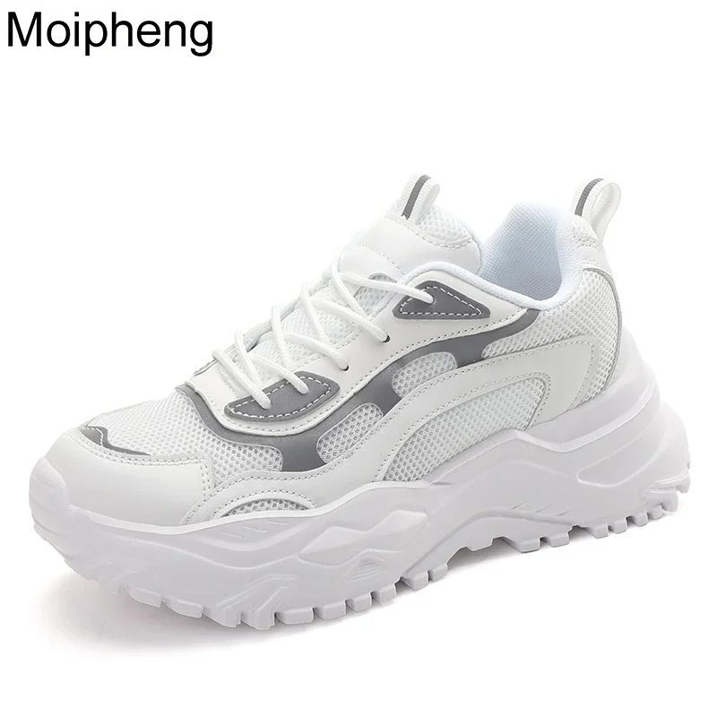 

Platform Sneakers Women Light Breathable Shoes Plus Size 35-43 Casual Chunky Black Sneaker Woman White Vulcanized Shoes