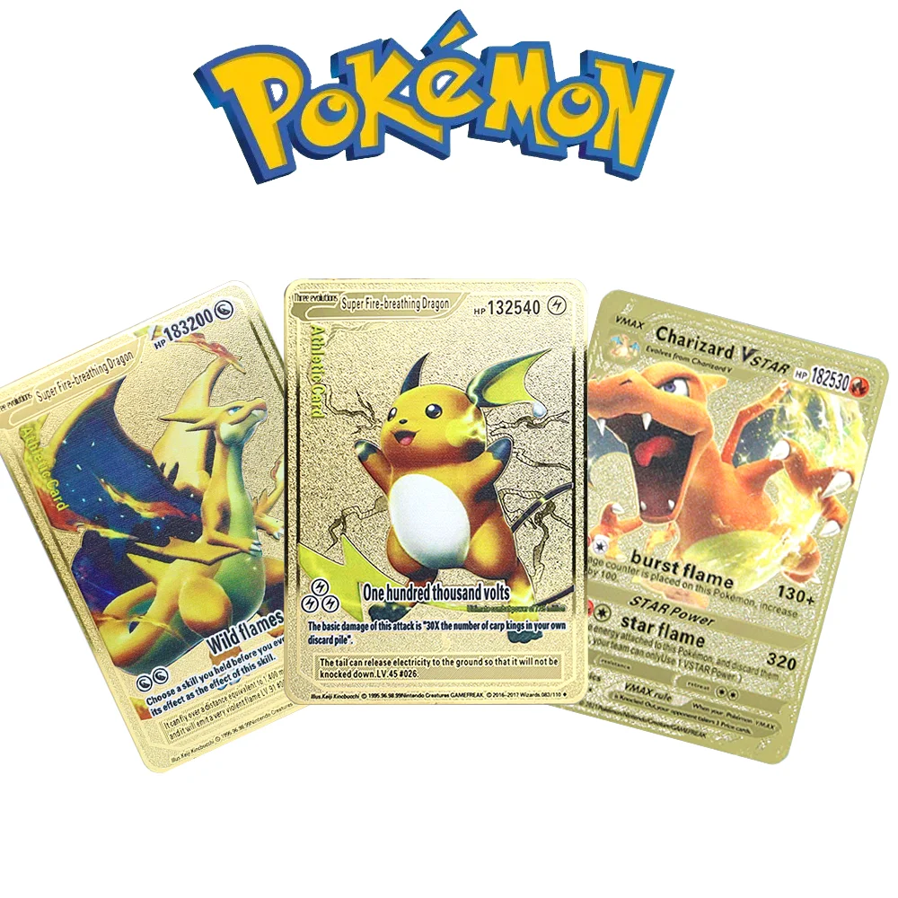 

Pokemon Anime Game Pikachu Charizard Coleccionables Collection Cards 183200 Points High Hp Gold English Metal Vmax Mega GX Cards