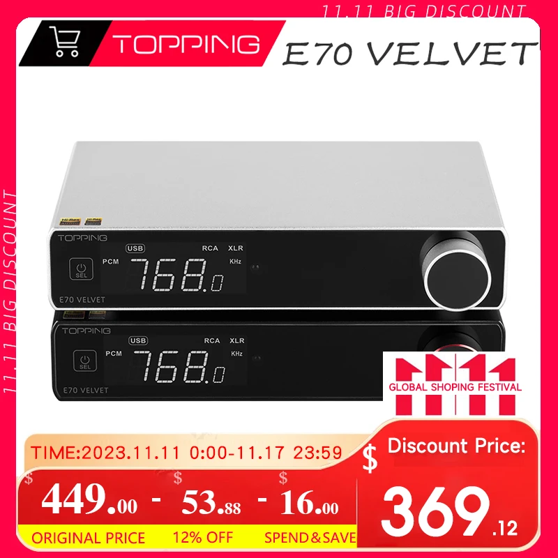 

Цифровой аудио декодер TOPPING E70 VELVET AK4499EX, декодирование музыки без потерь, Bluetooth 5,1, поддержка LDAC XU316 DSD512 E70V