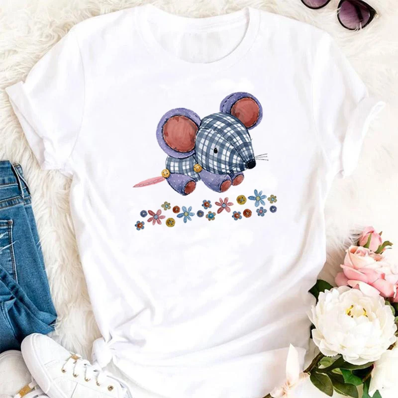 

Women's Cartoon Pattern Harajuku Mouse Printing Cartoon Short Sleeve Spring Summer Women's Top T-shirt Printing Women's T-shirt