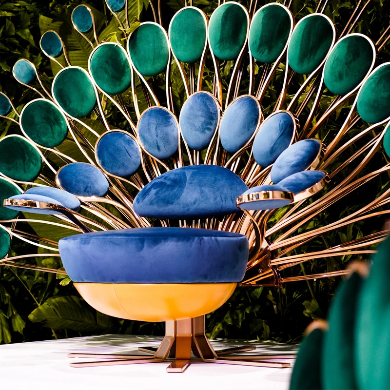 

Classic Peacock Chair, Luxurious Style, Artistic Sense In Lobby of Hotel Club, Stainless Steel Sofa Chair Chairs for Bedroom