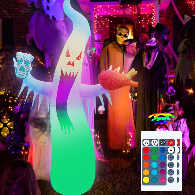 

Halloween Inflatable Scary Ghost LED Glowing With Color Changing Remote Control Indoor Outdoor Garden Courtyard Halloween Decor