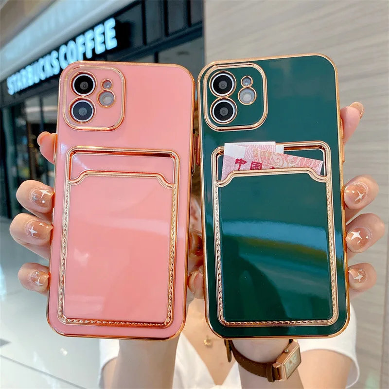 

Suitable for iPhone 14 Electroplated Card Case 12 13Promax X/xs Xsmax Xr Card 7g Se2020 8plus 11pro Fall Protection Cover