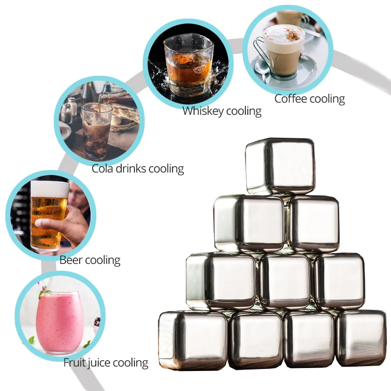 Кубики из нержавеющей стали многоразовые охлаждающие камни для виски футбольный