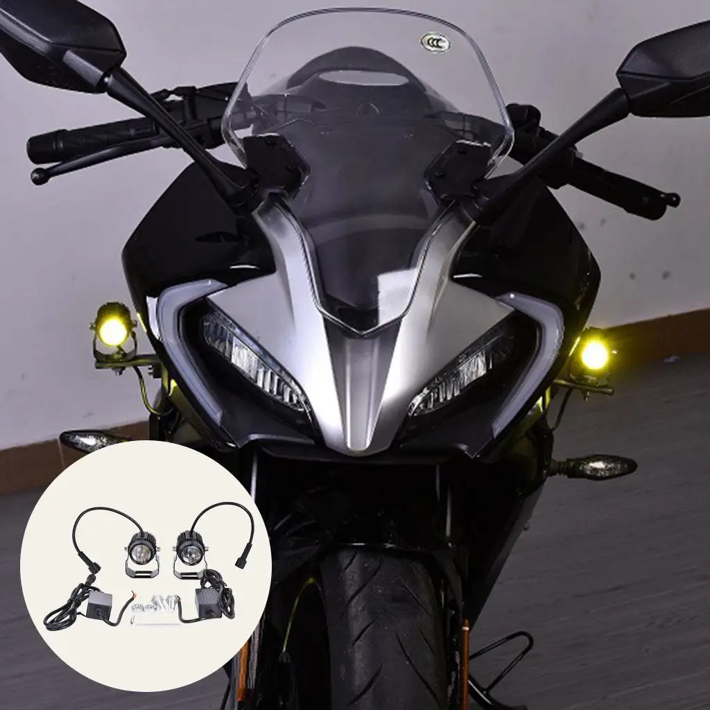 

1 Pair Auxiliary Lights Round Flood White Yellow LED Headlight Fit for E-Bicycle Fog Lamp Night Driving Headlights