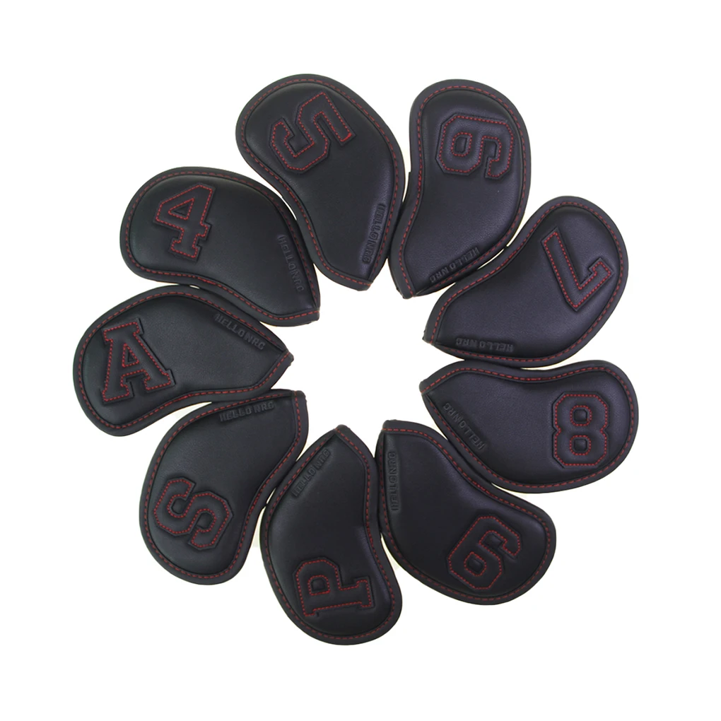 

9 Pieces Golf Club Covers Number Head Cover Outdoor Sport Accessories Attachments Golfs Heads Protector in Bag Package