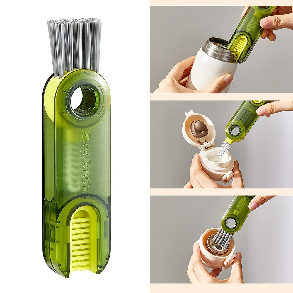 

3 In 1 Cup Lid Cleaning Brush Insulation Cup Bottle Gap Cleaning Artifact Washer Milk Bottle Cup Mouth Drinkware Washing Brush