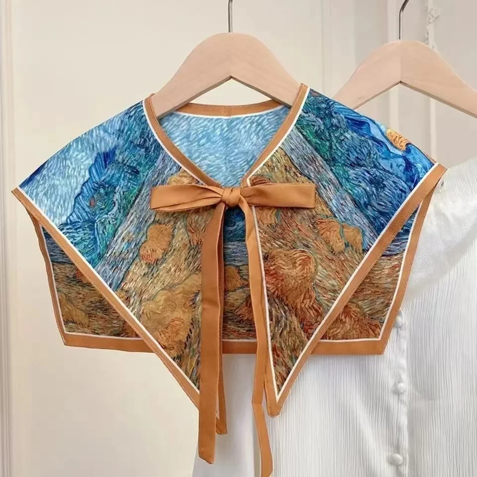 Женская рубашка со съемным искусственным воротником женский цветочный узор