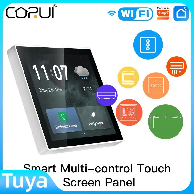 

CORUI Tuya Smart Home Multi-functional Touch Screen Control Panel 4 Inches Central Control For Intelligent Scenes Tuya Devices