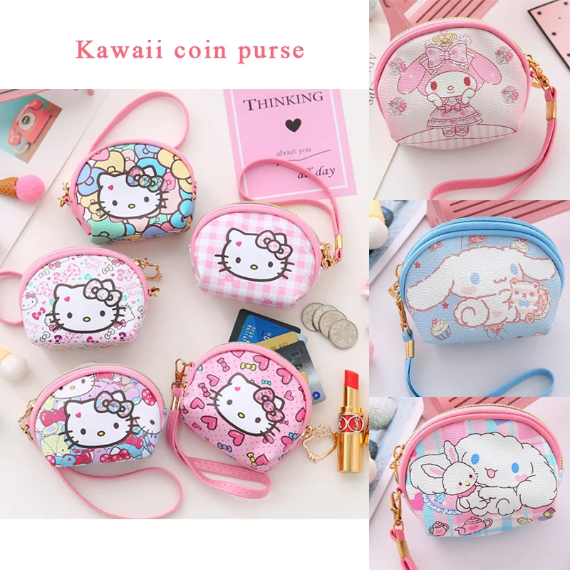 

Sanrio Cartoon Zipper Coin Purse Kawaii My Melody Kuromi Hello Kitty Mini Simple Kids Coin Bag Girls Gifts Cosmetic Storage