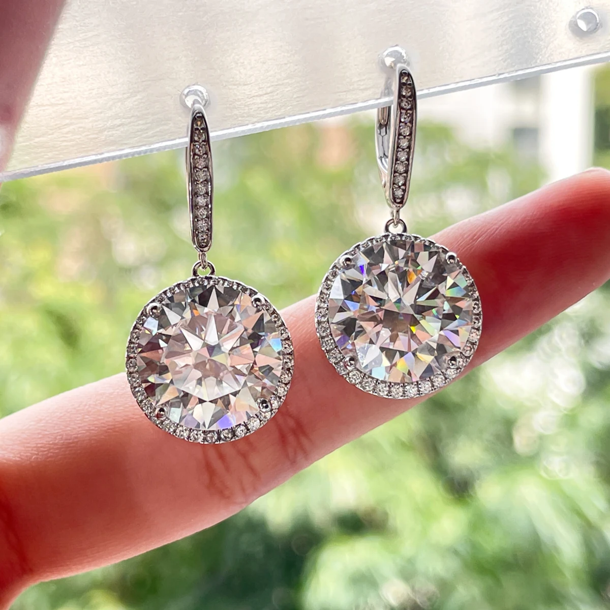

AnuJewel 18cttw D Color Moissanite Diamond Luxury Dangle Earrings 925 Sterling Silver Earrings Jewelry Wholesale