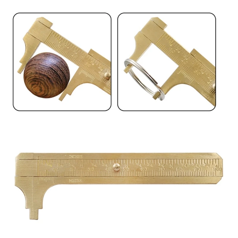 

Mini Brass Sliding 100mm Double Scale Caliper Ruler for Measuring Gemstones and Jewelry Component Bead