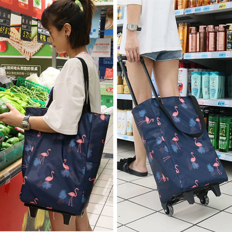 Wheels Market Portable Shopping Trolley Bags Organizer Women's Shopping On Bags For Buy Vegetables Cart The Pull Big Bag Folding images - 6