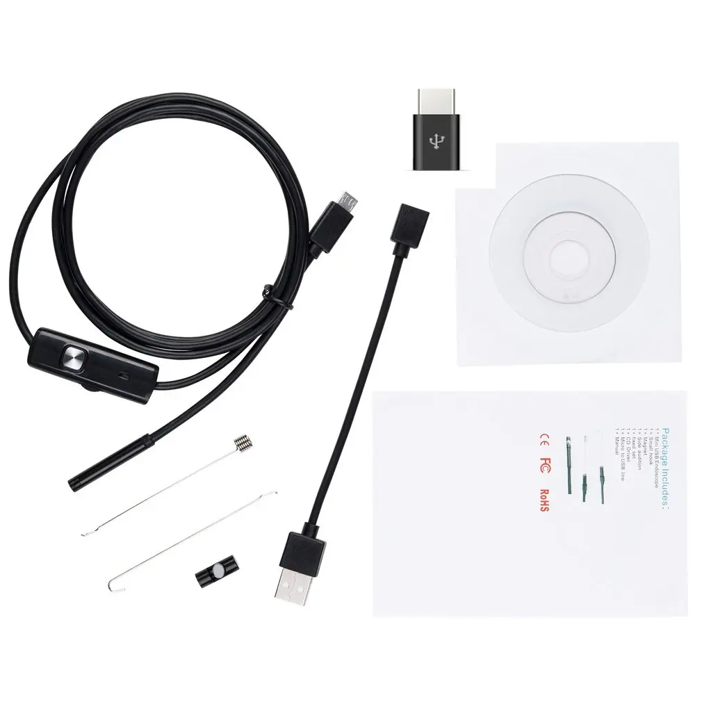 

7mm Endoscope Camera Flexible IP67 Waterproof Micro USB Inspection Borescope Camera for PC Notebook 6LEDs Adjustable