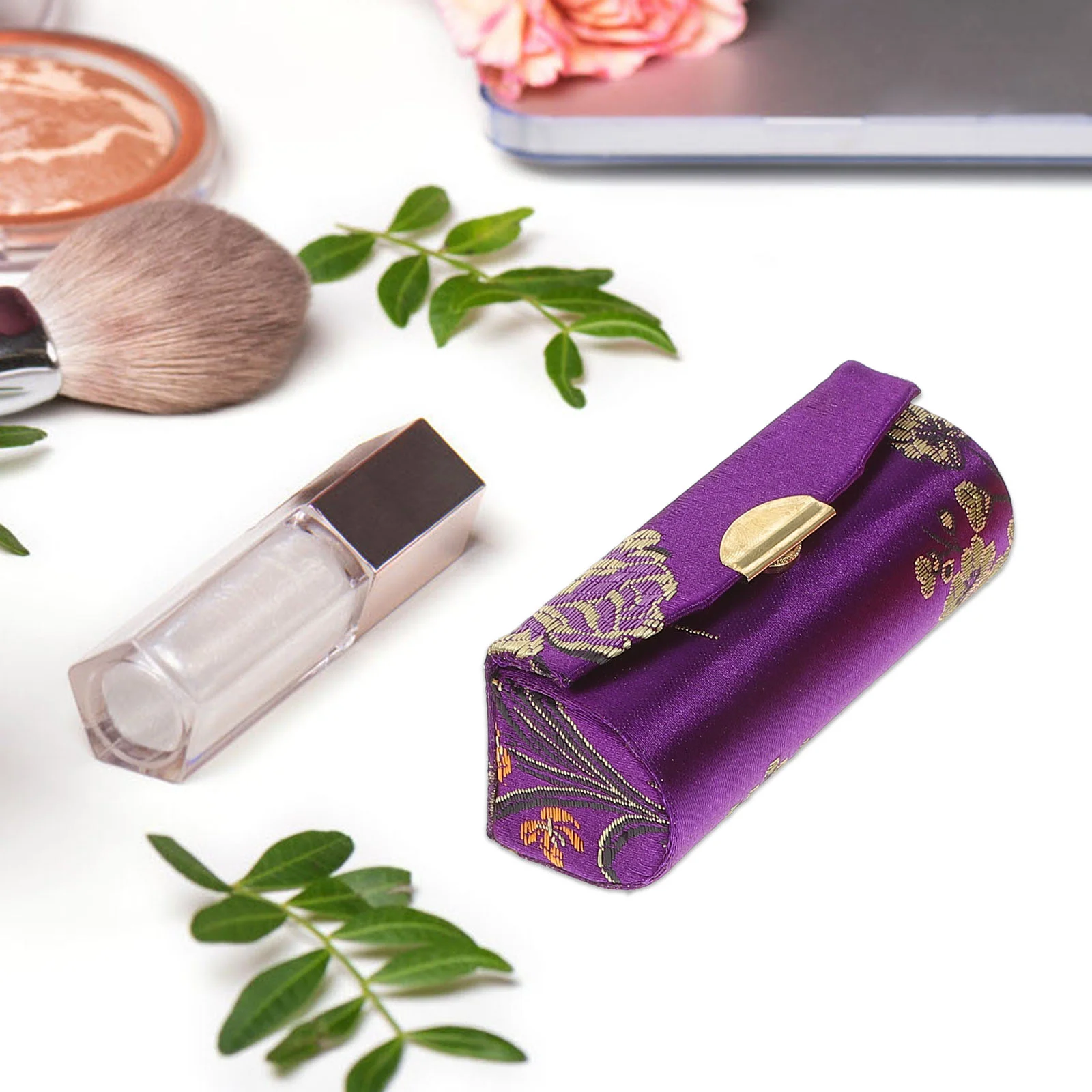 

Lipstick Case Holder Mirrorpurse Flowerfloralretroladies Mini Vintage Storage Carrying Organizerbagtube