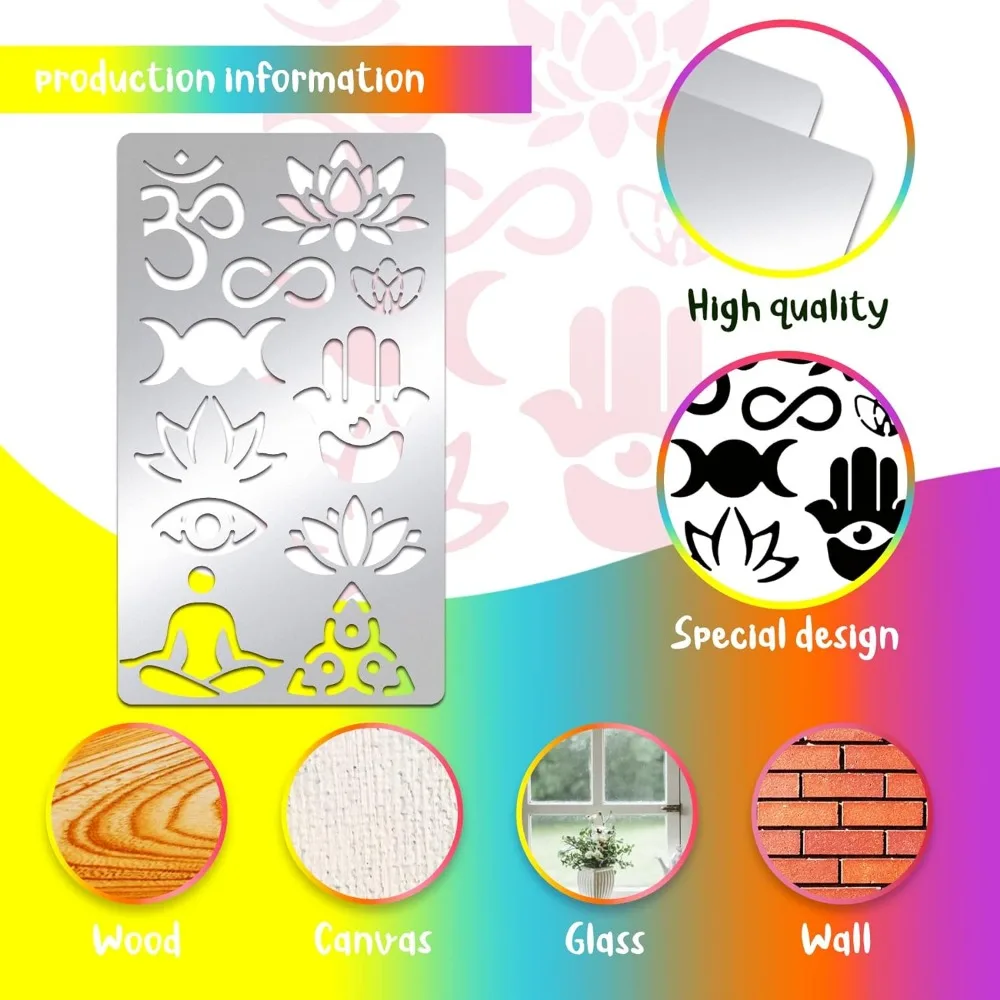 Трафарет из нержавеющей стали с цветком лотоса металлический трафарет для йоги