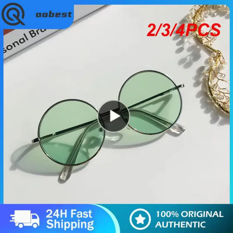 

2/3/4PCS Personality Metal Eyewear For Baby Vintage Kid Sun Glasses Round Frame Gradient Lens Sunglasses Gift For Child Uv-anti