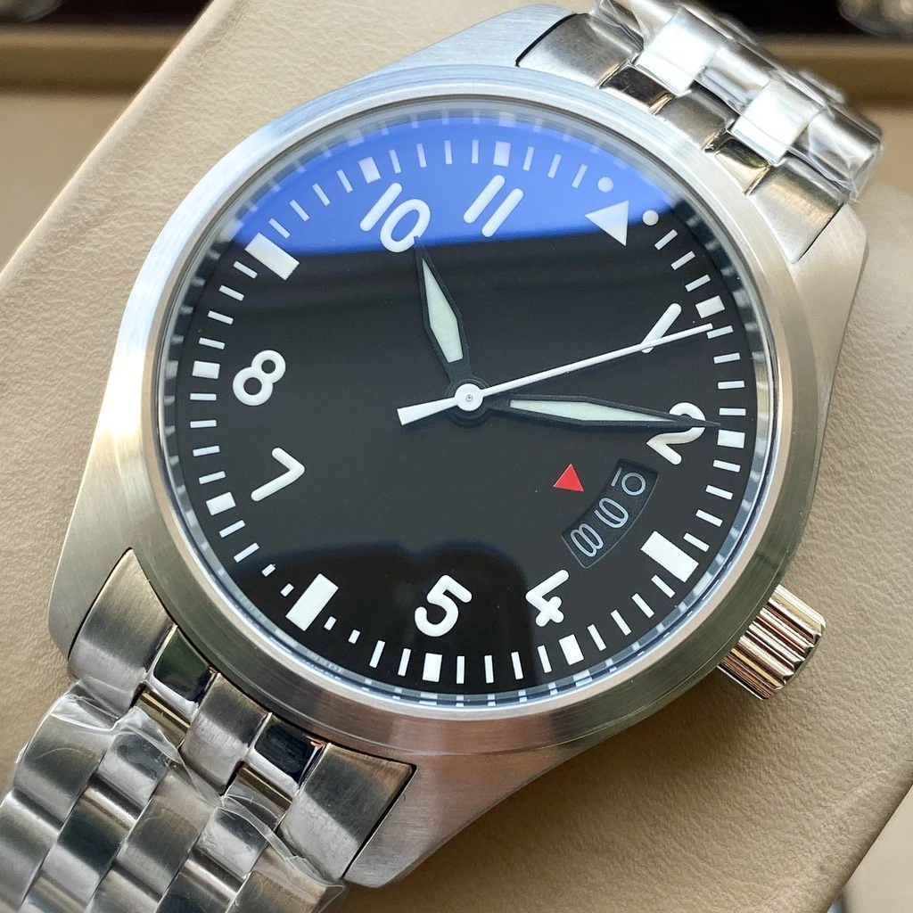 

automatic mechanical mens watch steel strap black dial