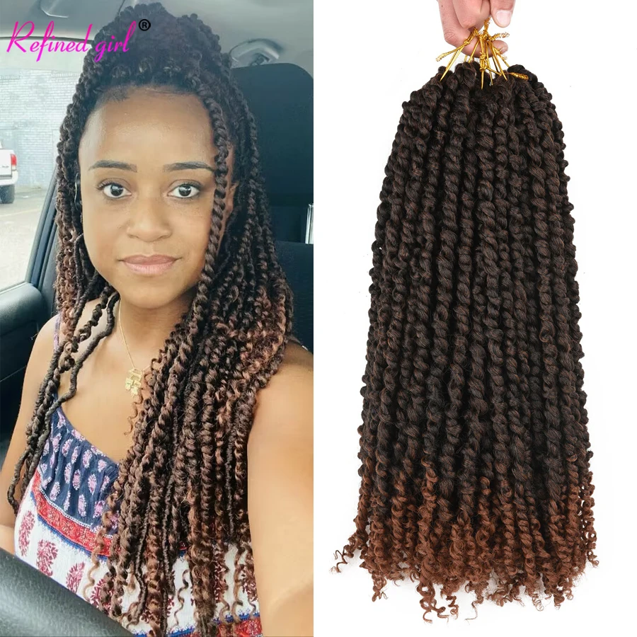

Pre-twisted Bomb Twist Hair Synthetic Ombre Passion Twists Braids Black Brown Crochet Braiding Hair Extensions 12strands/pack
