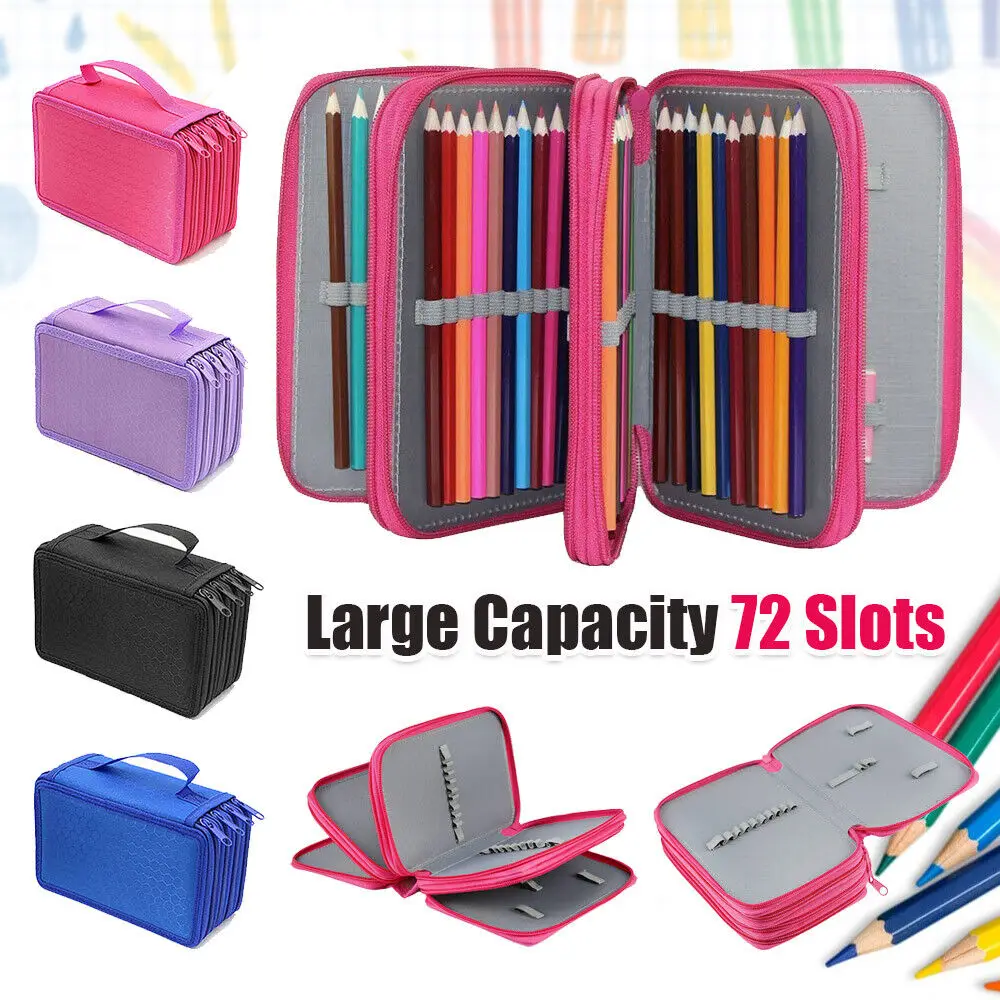 

Four-Layer Square Coloring Stationery 72-Hole Pencil Bag Large-Capacity Solid Color Sketch Lead Stationery Box School Supplies