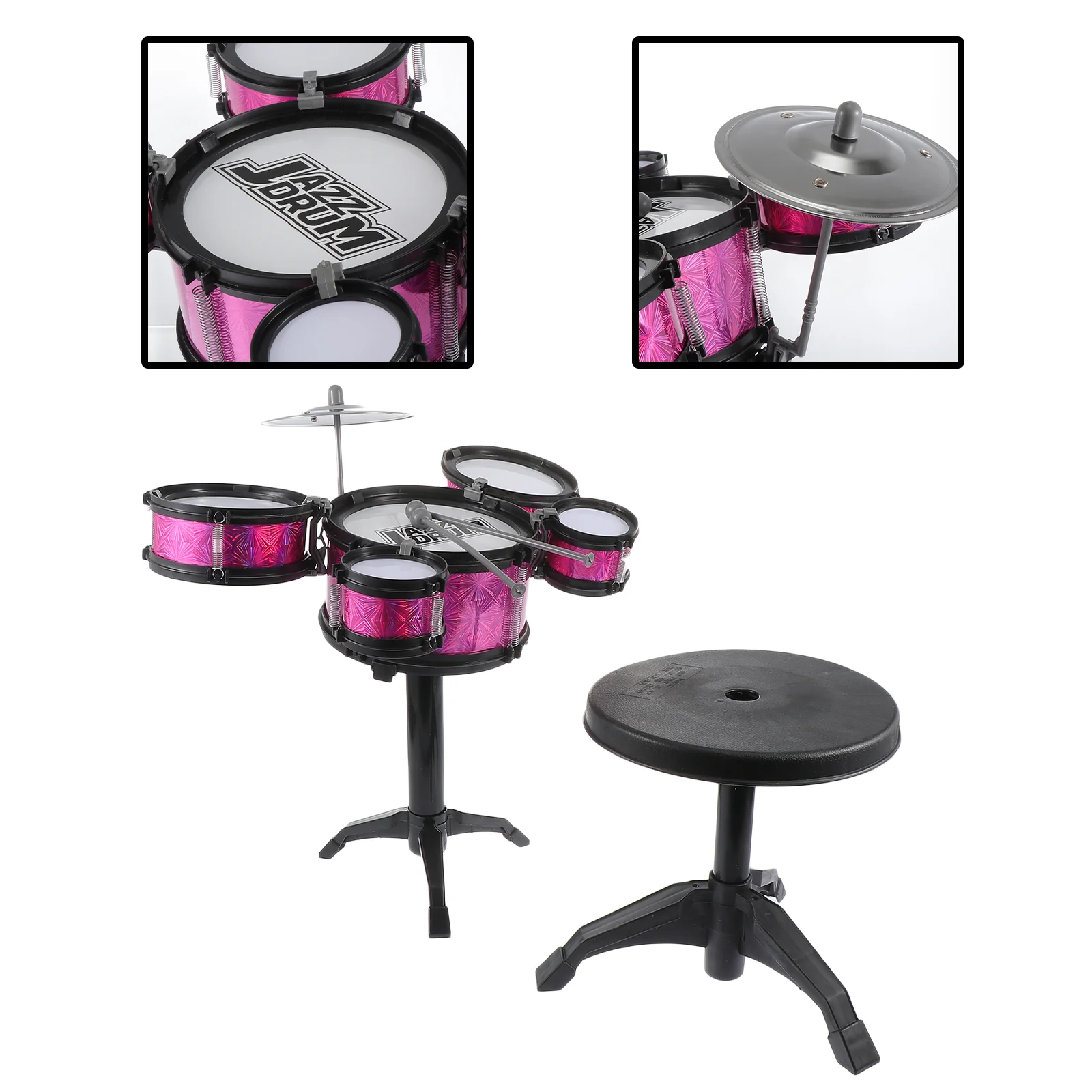 

Drum Set Musical Toy Jazz Toddler Baby Kids Toys Mini Instrument Educational Beginners Kitstool Early Cymbal Education Band